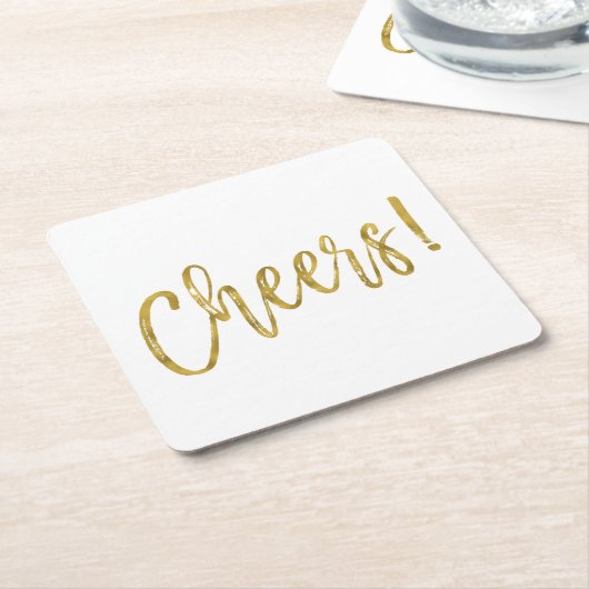 Cheers Faux Gold Folie en White Drink Coasters Kartonnen Onderzetters (Schuin)