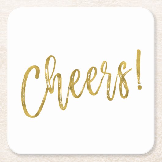 Cheers Faux Gold Folie en White Drink Coasters Kartonnen Onderzetters (Voorkant)