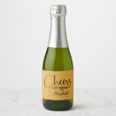 Cheers Faux Gold GLITTER Birthday Mini Sparkling Wijnetiket (Voorkant)