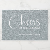 Cheers Faux Gold GLITTER-kerstmini Sparkling Wijnetiket (Enkel label)