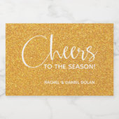 Cheers Faux Gold GLITTER-kerstmini Sparkling Wijnetiket (Enkel label)