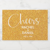Cheers Faux GOLD GLITTER Wedding Mini Sparkling Wijnetiket (Enkel label)