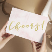 Cheers! Faux Gold Script Blush Waterverf Briefkaar Briefkaart