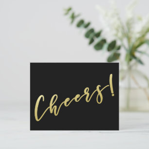 Cheers!   Faux Gold Script-Briefkaart Briefkaart