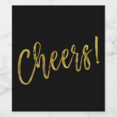 Cheers! Faux Gouden Folie en Zwart Wijnlabel Wijn Etiket (Enkel label)