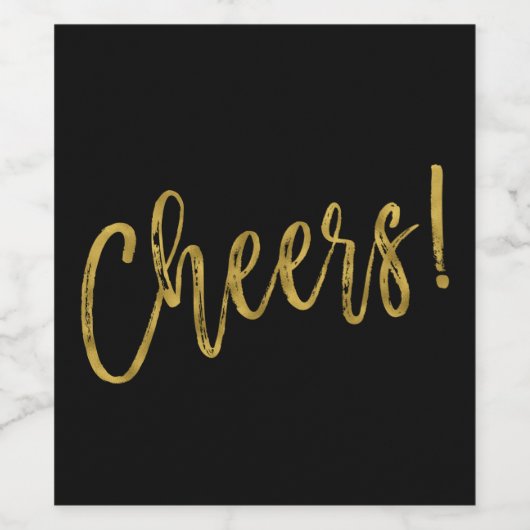 Cheers! Faux Gouden Folie en Zwart Wijnlabel Wijn Etiket (Enkel label)