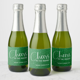 Cheers Faux Green GLITTER-kerstmini Sparkling Wijnetiket