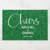 Cheers Faux GREEN GLITTER Wedding Mini Sparkling Wijnetiket (Enkel label)