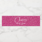 Cheers Faux HOT PINK GLITTER Weddenschap Waterfles Etiket (Enkel label)
