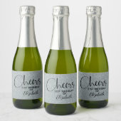 Cheers Faux Silver GLITTER Birthday Mini Sparkling Wijnetiket (Flessen)