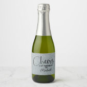 Cheers Faux Silver GLITTER Birthday Mini Sparkling Wijnetiket (Voorkant)