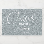 Cheers Faux SILVER GLITTER Wedding Mini Sparkling Wijnetiket (Enkel label)