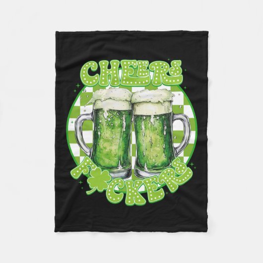 Cheers Fcckers St. Patricks Day Ierse Shamrock Bee Fleece Deken (Voorkant)