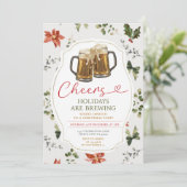 Cheers Feestdagen Brouwen Kerstfeest Bloemen Kaart (Staand voorkant)