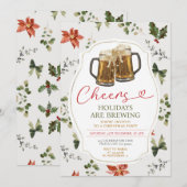Cheers Feestdagen Brouwen Kerstfeest Bloemen Kaart (Voorkant / Achterkant)