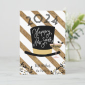 Cheers | Feestelijke gouden streep Gelukkig Nieuwj Feestdagenkaart (Staand voorkant)