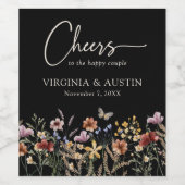 Cheers Floral Wedding Wijn Etiket (Enkel label)