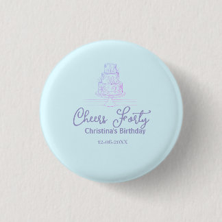 Cheers forty happy birthday cake blue purple name  ronde button 3,2 cm