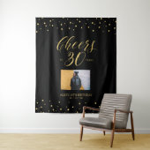 Cheers | Foto Gold & Black 30th Birthday Wandkleed (In situ)