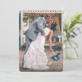 Cheers! Foto van het eerste jaar van het huwelijk Feestdagenkaart (Staand voorkant)