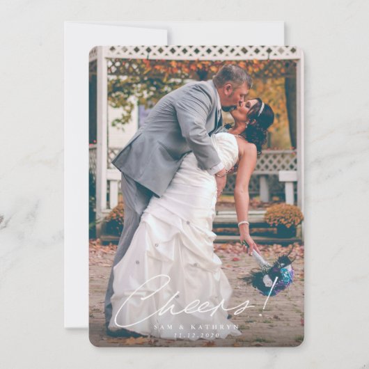 Cheers! Foto van het eerste jaar van het huwelijk Feestdagenkaart (Voorkant)