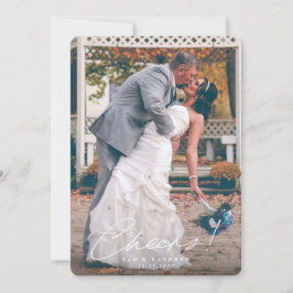 Cheers! Foto van het eerste jaar van het huwelijk Feestdagenkaart