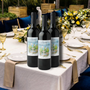 Cheers Fountain bloemen duiven Wedding Luxury Wijn Etiket