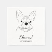 Cheers Franse Bulldog Gepersonaliseerde Hond bruil Servet (Voorkant)