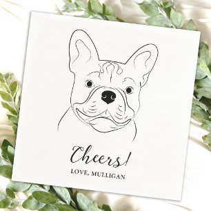 Cheers Franse Bulldog Gepersonaliseerde Hond bruil Servet