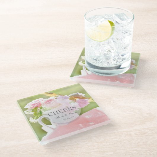 Cheers-Fresh Spring Flower editable bruiloft Glazen Onderzetter (Schuin)
