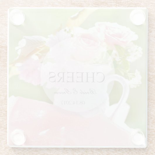 Cheers-Fresh Spring Flower editable bruiloft Glazen Onderzetter (Achterkant)