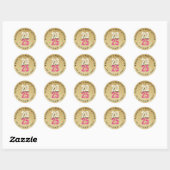 Cheers Fuchsia 2025 Gold Glitter Nieuwjaar Vakanti Ronde Sticker (Vel)