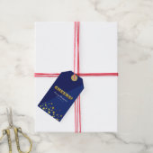 Cheers | Fun Christmas Blue & Gold Cadeaulabel (Met Touw)