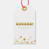 Cheers | Fun Christmas White & Gold Mini Cadeaulabel (Voorkant)