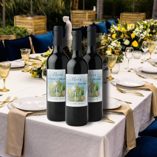 Cheers Gazebo | bloemen duiven Wedding Luxury Wijn Etiket