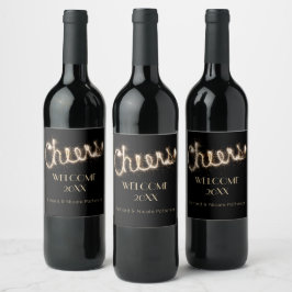 Cheers | Gelukkig Nieuwjaar Gepersonaliseerde Spar Wijn Etiket