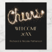 Cheers | Gelukkig Nieuwjaar Gepersonaliseerde Spar Wijn Etiket (Enkel label)