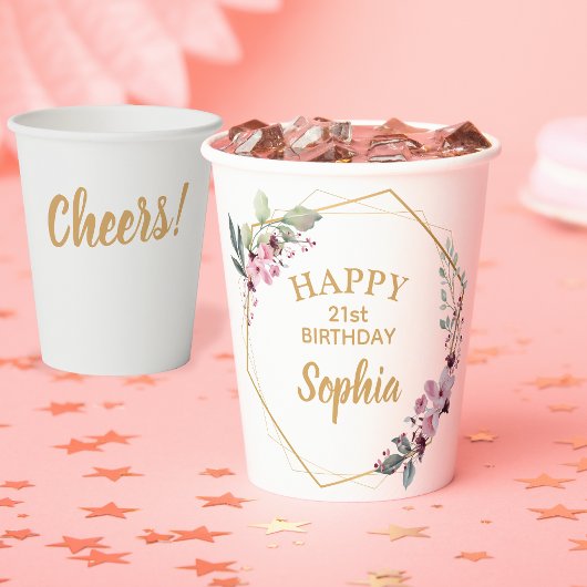 Cheers! Gelukkige 21e verjaardag Party Papieren be Papieren Bekers