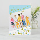 Cheers Geo Triangles Modern Fun Holiday Feestdagenkaart (Staand voorkant)