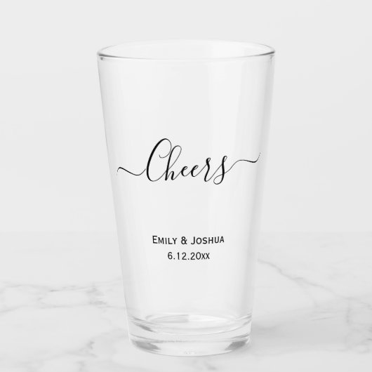 Cheers | Gepersonaliseerde Bruid Bruidegom Naam Hu Glas (Voorkant)