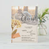 Cheers! Gepersonaliseerde foto rustieke bruiloft Kaart (Staand voorkant)