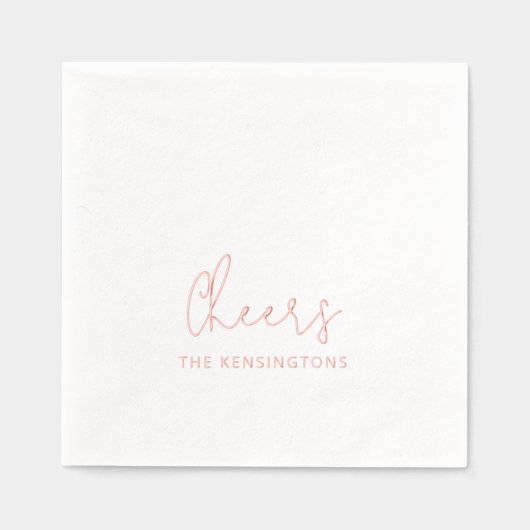 Cheers Gepersonaliseerde Naam Modern Script Weddin Folie Servetten (Voorkant)