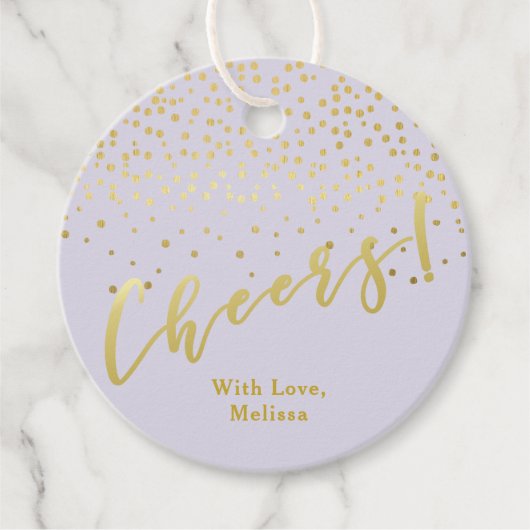 Cheers! | Glamoureuze Gouden Sparkles Lavendel Bedankjes Labels (Voorkant)