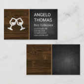 Cheers Glasses | Donkere textuur | Houtkorrels Visitekaartje (Voorkant / Achterkant)