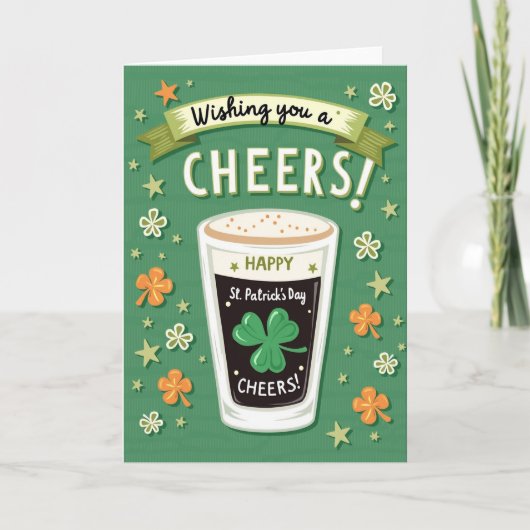 Cheers Glitter Textuur St. Patricks Kaart (Voorkant)