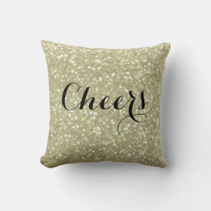 Cheers Glittery Gold Pillow Kussen