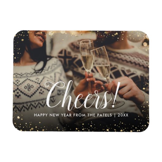 Cheers | Glitz Faux Glitter Photo Overlay Magneet (Horizontaal)