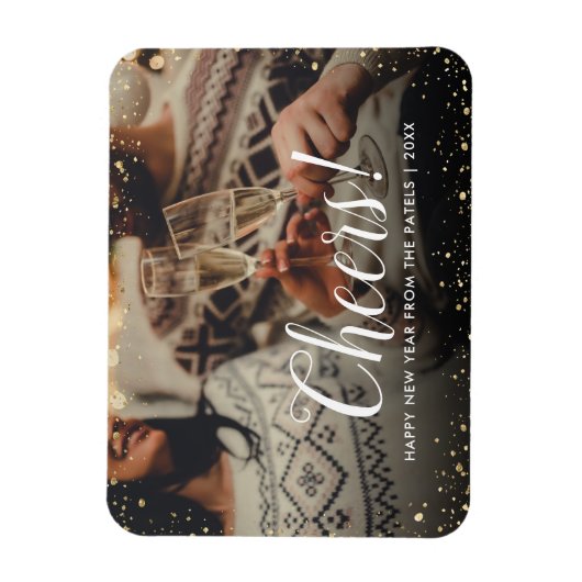 Cheers | Glitz Faux Glitter Photo Overlay Magneet (Verticaal)