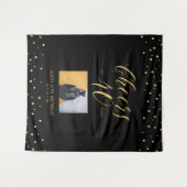 Cheers | Gold & Black 40th Verjaardagsfeest Foto Wandkleed (Voorkant (horizontaal))