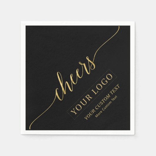 Cheers | Gold & Black Business Logo Aangepaste tek Servet (Voorkant)